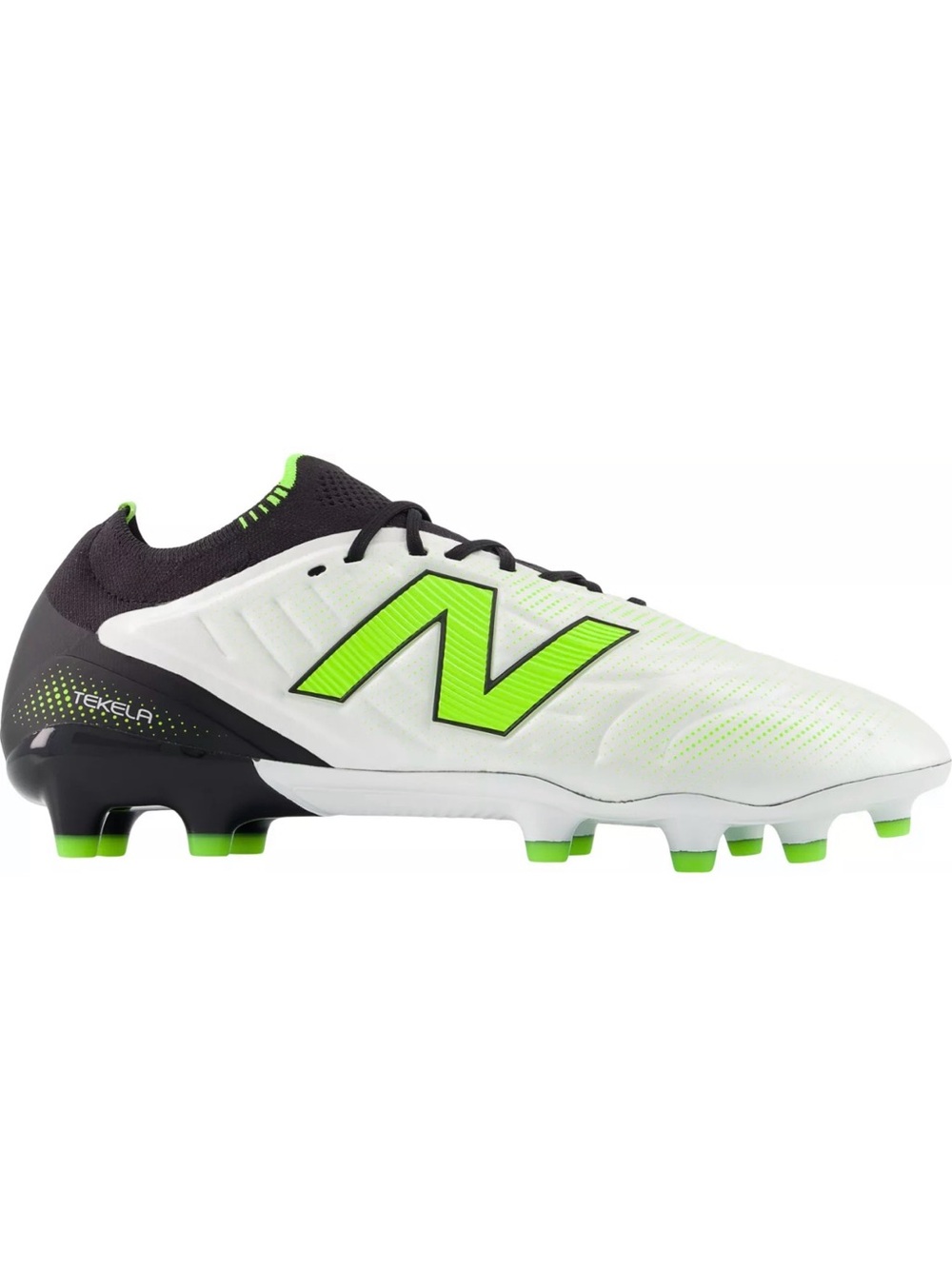 New Balance Men’s White & Neon Green Soccer Cleats with Black Collar